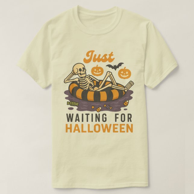 T-shirt En attente du squelette d'Halloween | Drôle Spook (Design devant)