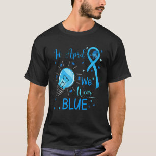 T-shirt En Avril Nous Portons Bleu Autism Awareness Puzzle
