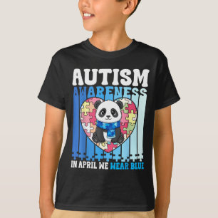 T-shirt En Avril Nous Portons Bleu Panda Puzzle de Sensibi