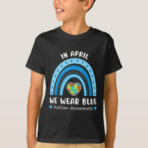 T-shirt En Avril Nous Portons Bleu Ruban Autisme Puzzle