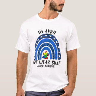 T-shirt En Avril Nous Portons L'Autisme Bleu Rainbow Sensi