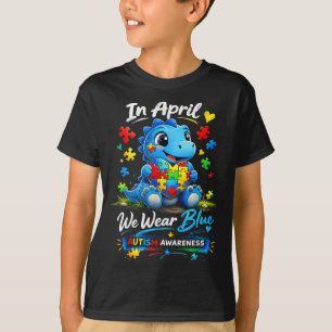 T-shirt En avril nous portons un dinosaure de sensibilisat