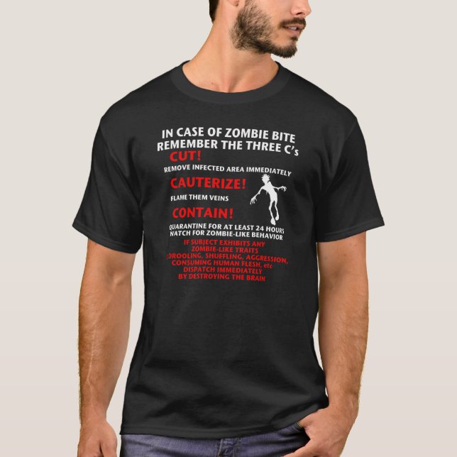 T-shirt "EN CAS de ZOMBI de MORSURE" (Devant)
