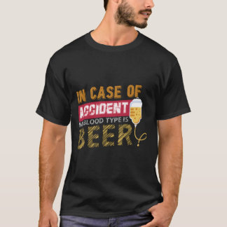 T-shirt En Coque D'Accident Mon Type De Sang Est Bière