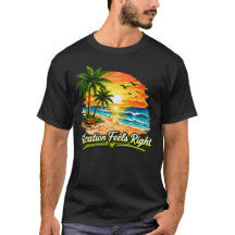 T-shirt en coton foncé « Vacation Feels Right » US