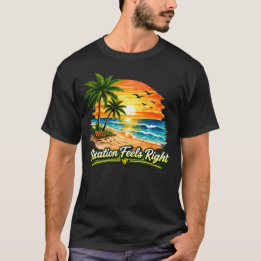 T-shirt en coton foncé « Vacation Feels Right » US
