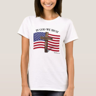T-shirt En Dieu nous avons confiance avec le drapeau améri