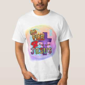 T-shirt En feu pour Jésus Croix chrétienne
