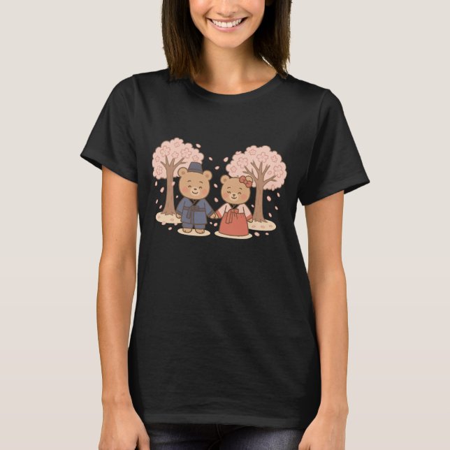 T-shirt en fleurs de cerisier Hanbok Bears (Devant)