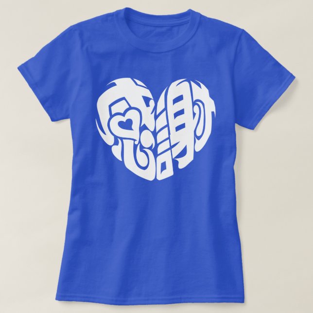 T-shirt En forme de coeur blanc, merci beaucoup à kanji (Design devant)