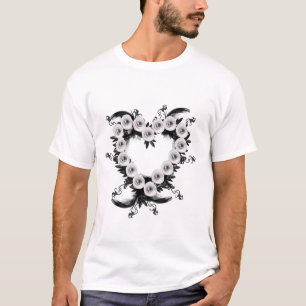 T-shirt en forme de coeur de plume et de perle noi