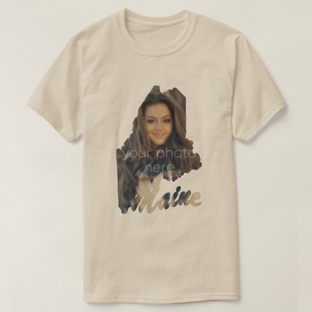 T-shirt en forme de Maine, état de votre photo (Design devant)