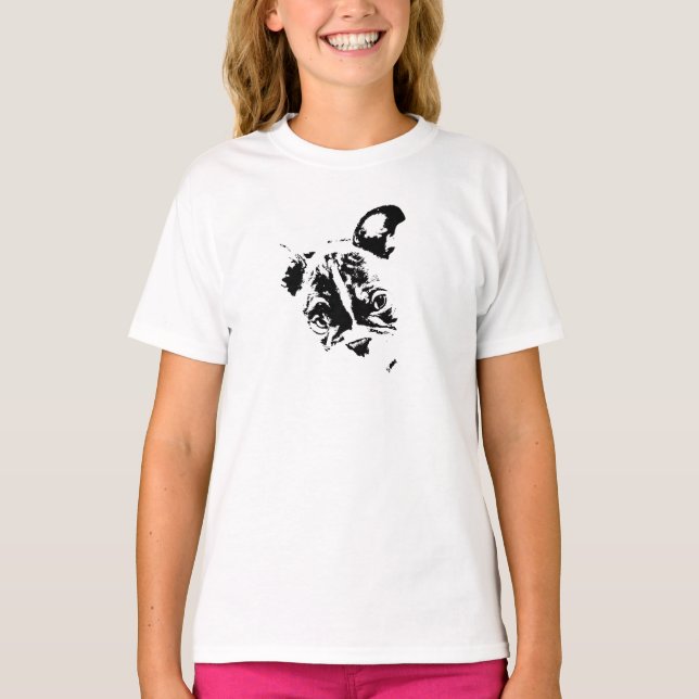T-shirt en jersay fille  - Design French Bulldog (Devant)