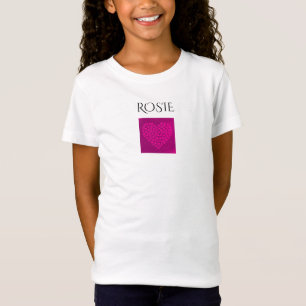 T-shirt en jersey de fille au coeur rose foncé, no