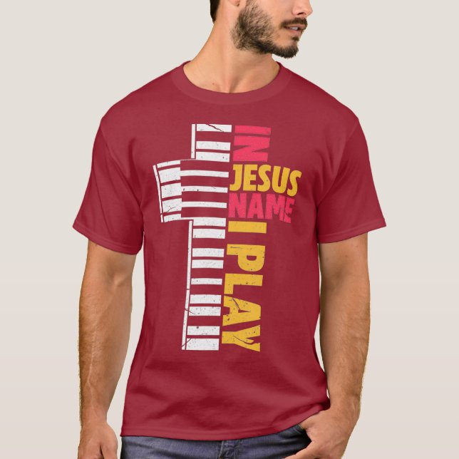 T-shirt En Jésus Nom Je Joue Piano Chrétiens (Devant)