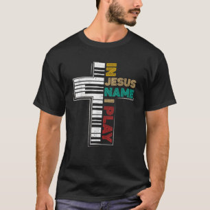 T-shirt En Jésus Nom Je Joue Piano Vintage Christian Sayin