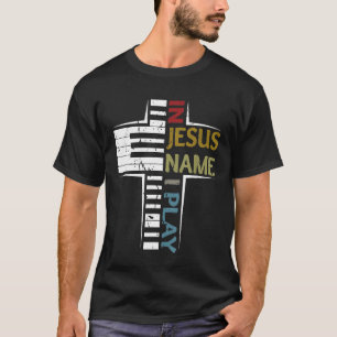 T-shirt En Jésus Nom Je Joue Piano Vintage Dire
