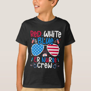 T-shirt En Juillet Rouge Blanc Bleu Er Infirmière Équipage