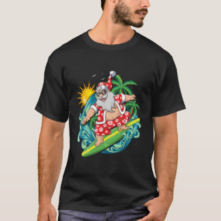 T-shirt En Juillet Santa Claus Hawaiian Surfing Surf cadea