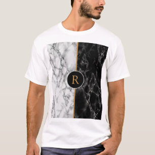 T-shirt en marbre noir blanc personnalisé