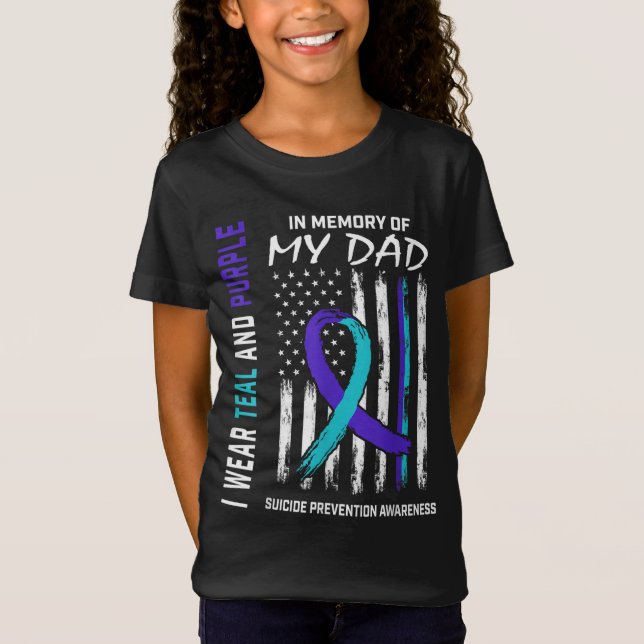 T-Shirt En mémoire de papa Prévention du suicide Amer (Devant)