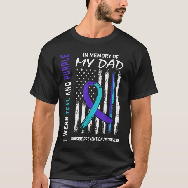 T-shirt En mémoire de papa Prévention du suicide Amer (Devant)