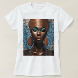 T-shirt en mosaïque de cuivre bleu femme noire