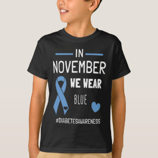 T-shirt En Novembre Nous Portons Bleu Diabétique Type 1 Di