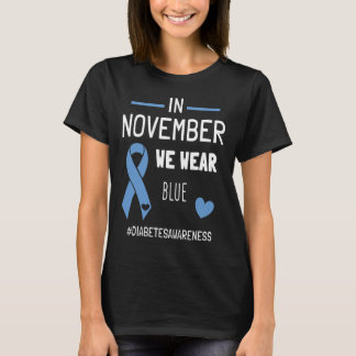 T-shirt En Novembre Nous Portons Bleu Diabétique Type 1 Di