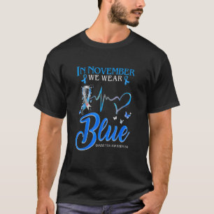 T-shirt En Novembre Nous Portons Bleu Heartbeat Diabetes A