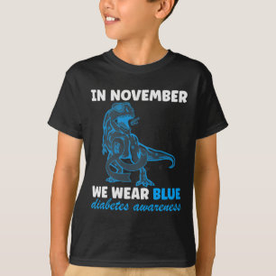T-shirt En Novembre Nous Portons Bleu T-rex