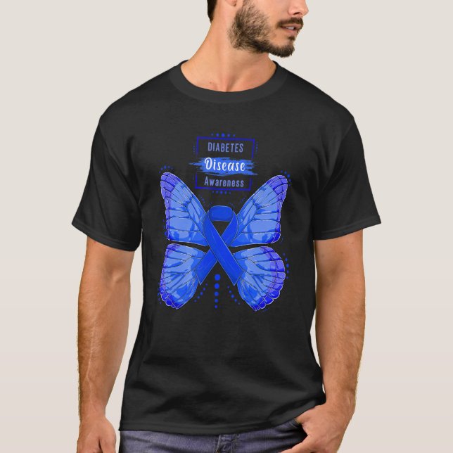 T-shirt En Novembre Nous Portons Blue Cure Diabète Sensibi (Devant)