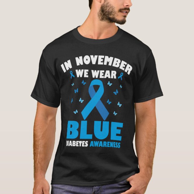 T-shirt En Novembre Nous Portons Blue Diabetes Sensibilisa (Devant)