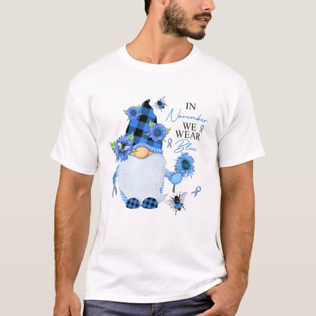 T-shirt En Novembre, Nous Portons Des Gnomes Bleus Sensibi (Devant)