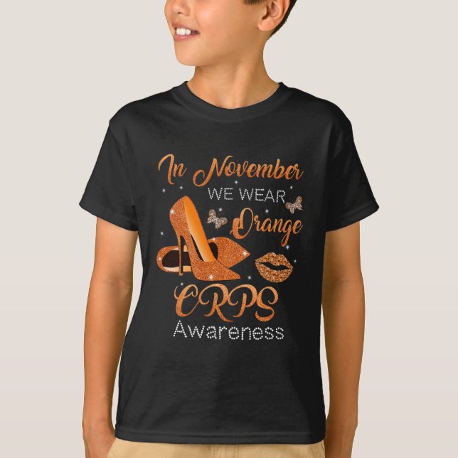 T-shirt En Novembre Nous Portons Orange High Talons Chauss (Devant)