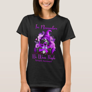 T-shirt En Novembre Nous Portons Violet Gnome Ribbon Epile