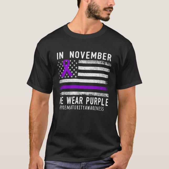 T-shirt En Novembre Nous Portons Violet Prématurité Sensib (Devant)