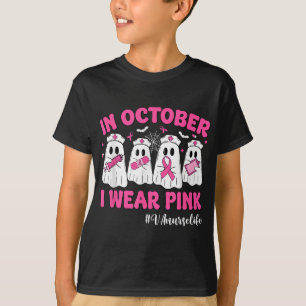 T-shirt En Octobre Je Porte Rose Va Infirmière Vie Cancer