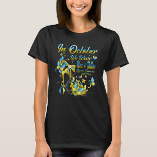 T-shirt En Octobre Nous Portons Bleu Yellow Butterfly Down