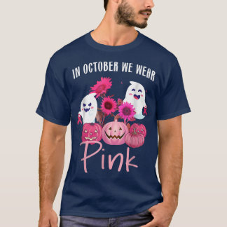 T-shirt En Octobre Nous Portons Citrouille Rose Boos Cance