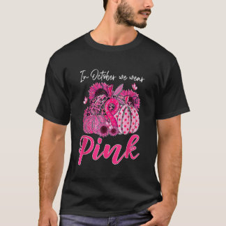 T-shirt En Octobre Nous Portons Citrouille Rose Cancer du 