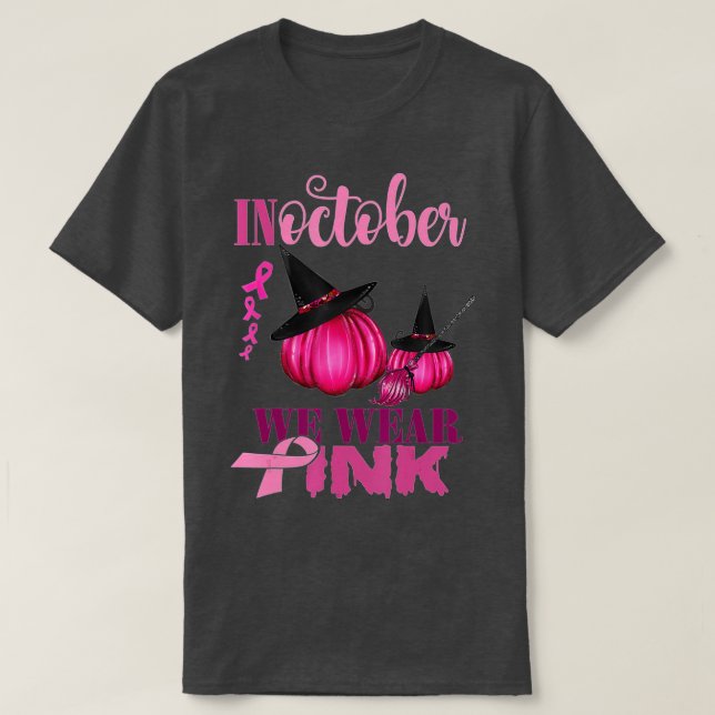 T-shirt En Octobre Nous Portons Citrouille Rose Salle de C (Design devant)