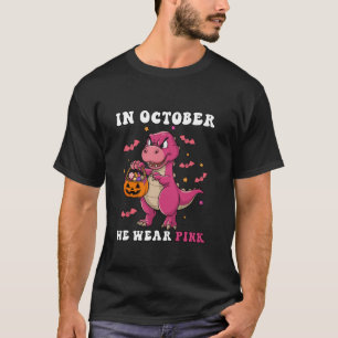 T-shirt En Octobre Nous Portons Des Dinosaures Roses Garço