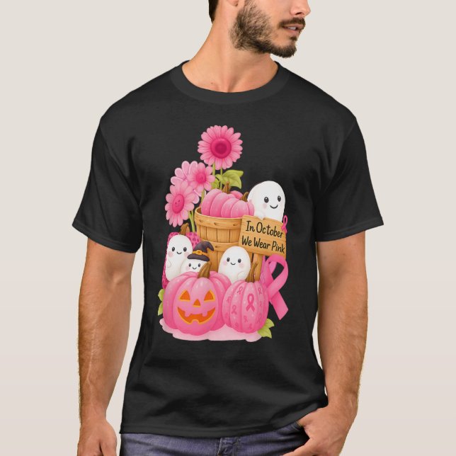 T-shirt En Octobre Nous Portons Des Fantômes Roses Et Citr (Devant)
