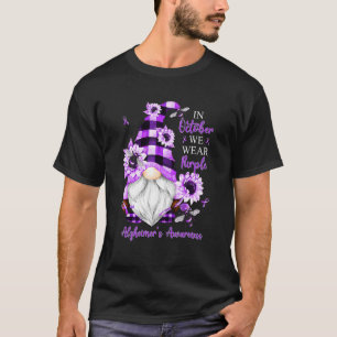 T-shirt En Octobre Nous Portons Des Gnomes Violets Alzheim