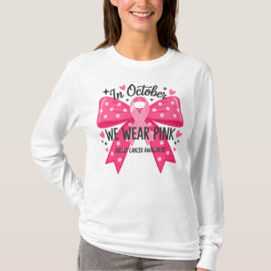 T-shirt En Octobre Nous Portons du Rose Ruban à Points