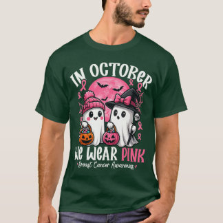 T-shirt en octobre nous portons la sorcière fantôme rose c