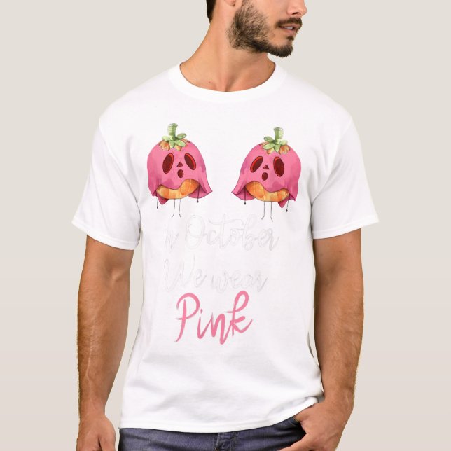 T-shirt En Octobre Nous Portons Le Cancer Du Sein Citrouil (Devant)