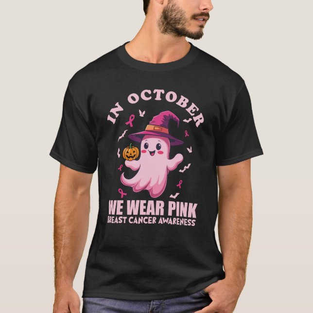 T-shirt En Octobre Nous Portons Le Cancer Du Sein Rose (Devant)
