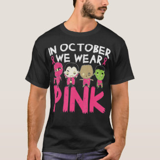 T-shirt En Octobre Nous Portons Le Cancer Du Sein Rose Hal